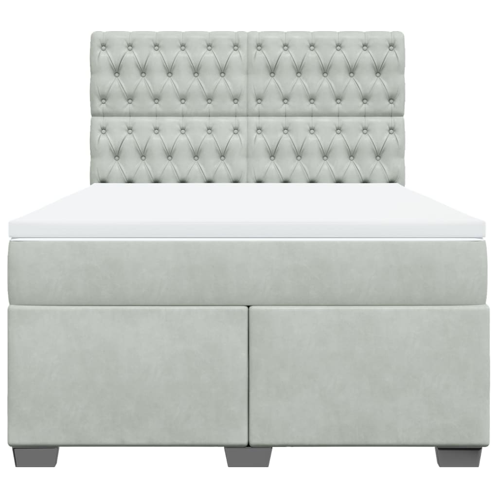 Box Spring Bed with Mattress Light Grey 140x190 cm Velvet
