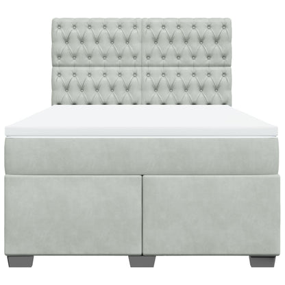 Box Spring Bed with Mattress Light Grey 140x190 cm Velvet