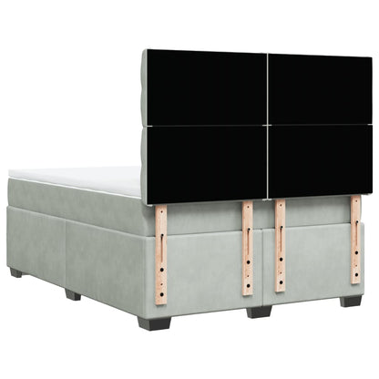 Box Spring Bed with Mattress Light Grey 140x190 cm Velvet