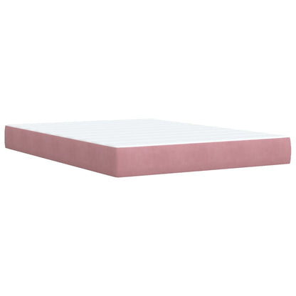 Box Spring Bed with Mattress Pink 140x190 cm Velvet