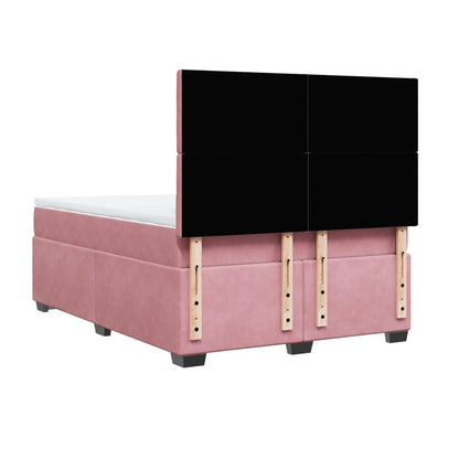 Box Spring Bed with Mattress Pink 140x190 cm Velvet