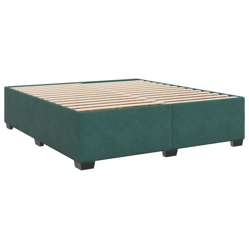 Box Spring Bed with Mattress Dark Green 200x200 cm Velvet
