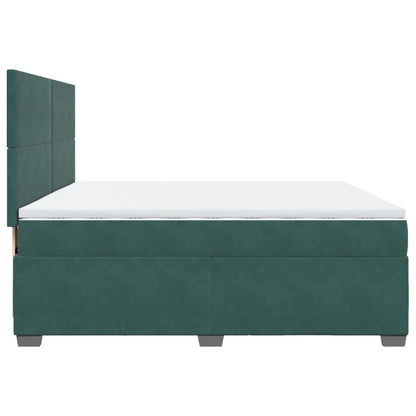 Box Spring Bed with Mattress Dark Green 200x200 cm Velvet