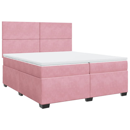 Box Spring Bed with Mattress Pink 200x200 cm Velvet