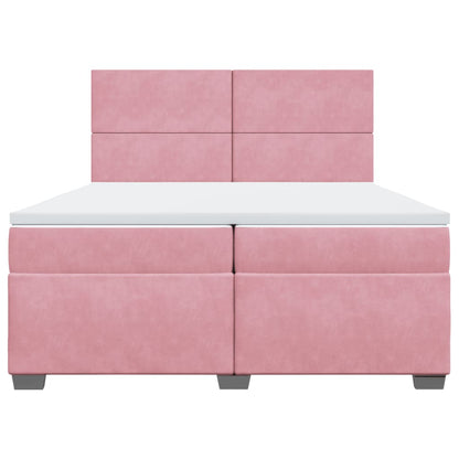 Box Spring Bed with Mattress Pink 200x200 cm Velvet