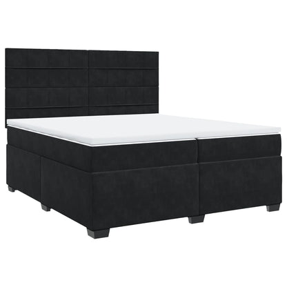 Box Spring Bed with Mattress Black 200x200 cm Velvet