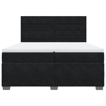 Box Spring Bed with Mattress Black 200x200 cm Velvet