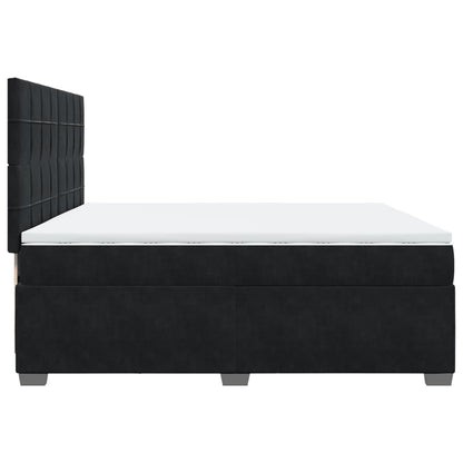 Box Spring Bed with Mattress Black 200x200 cm Velvet