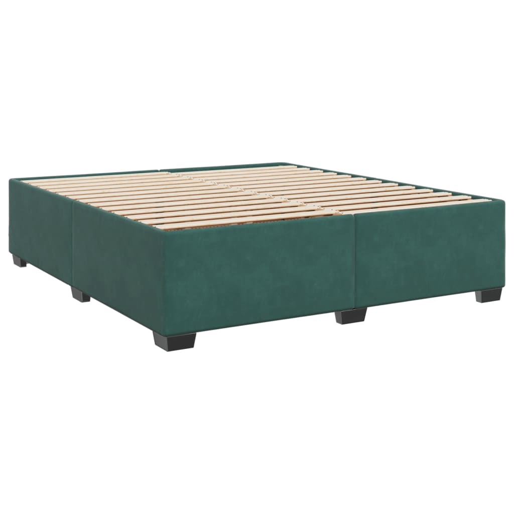 Box Spring Bed with Mattress Dark Green 200x200 cm Velvet