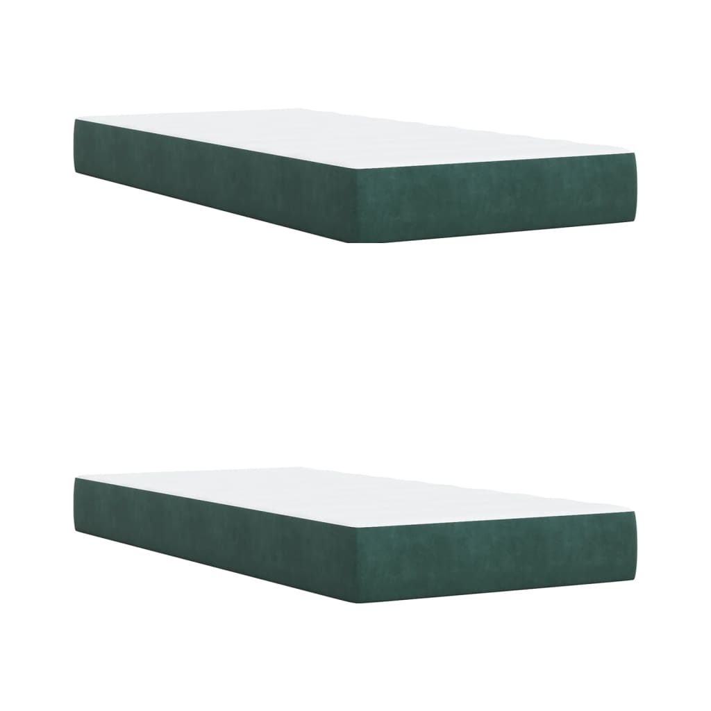 Box Spring Bed with Mattress Dark Green 200x200 cm Velvet
