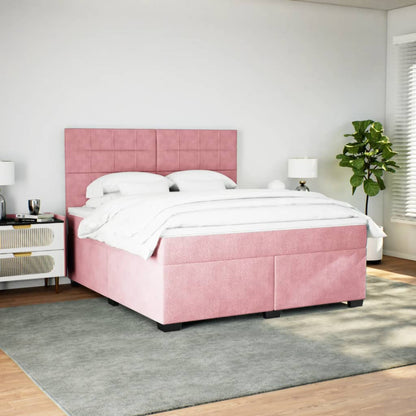 Box Spring Bed with Mattress Pink 200x200 cm Velvet