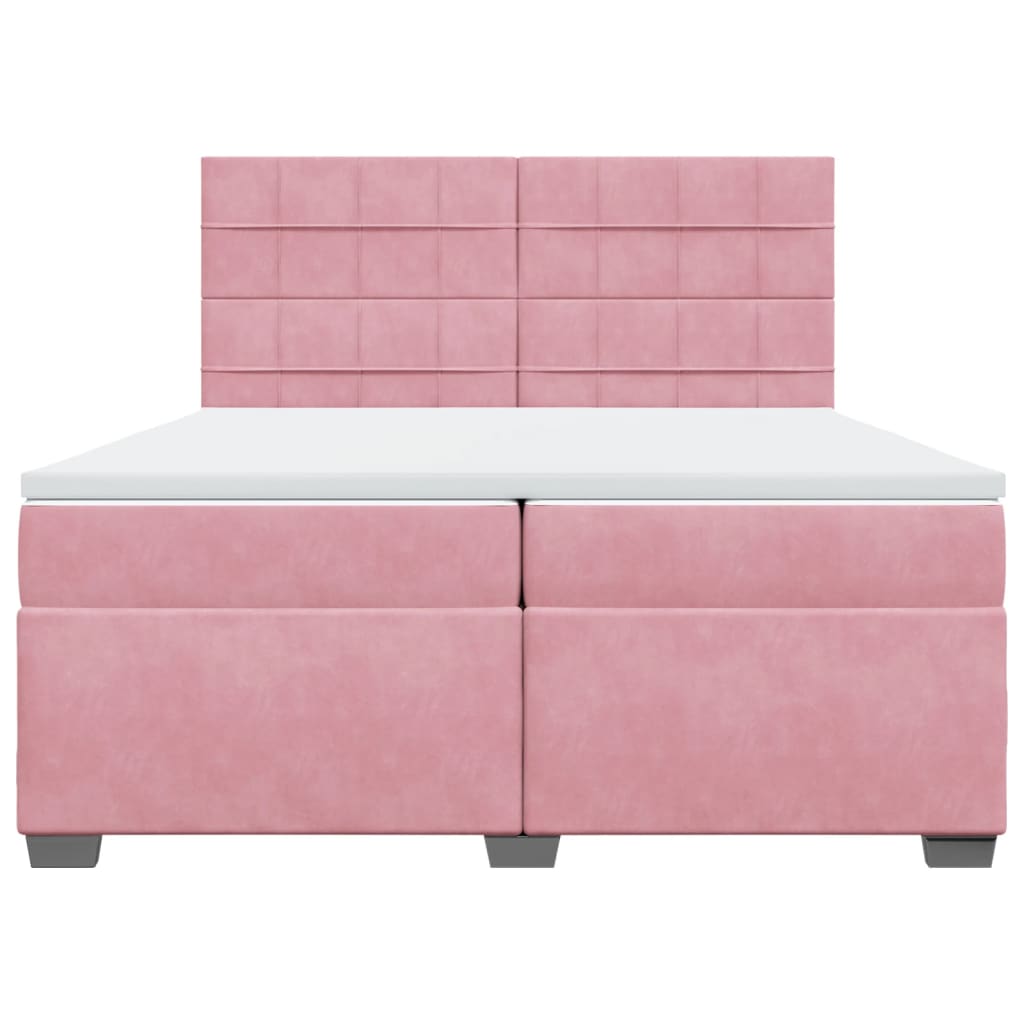 Box Spring Bed with Mattress Pink 200x200 cm Velvet