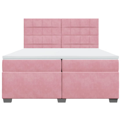 Box Spring Bed with Mattress Pink 200x200 cm Velvet