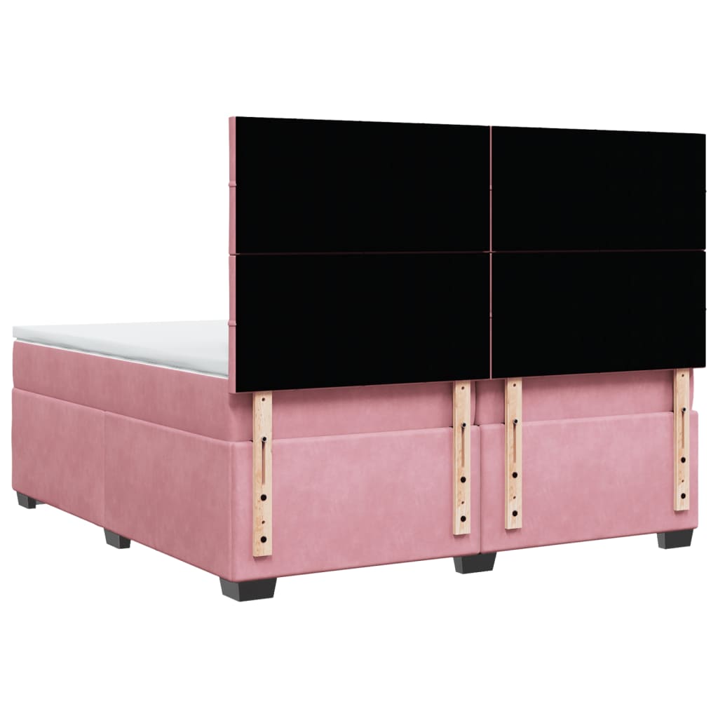 Box Spring Bed with Mattress Pink 200x200 cm Velvet