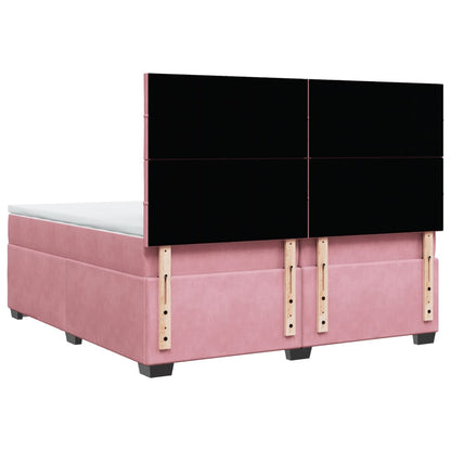 Box Spring Bed with Mattress Pink 200x200 cm Velvet