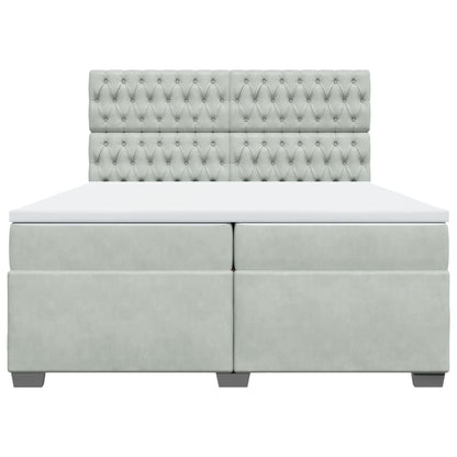 Box Spring Bed with Mattress Light Grey 200x200 cm Velvet