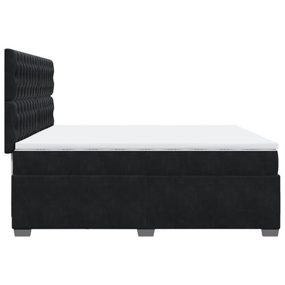 Box Spring Bed with Mattress Black 200x200 cm Velvet