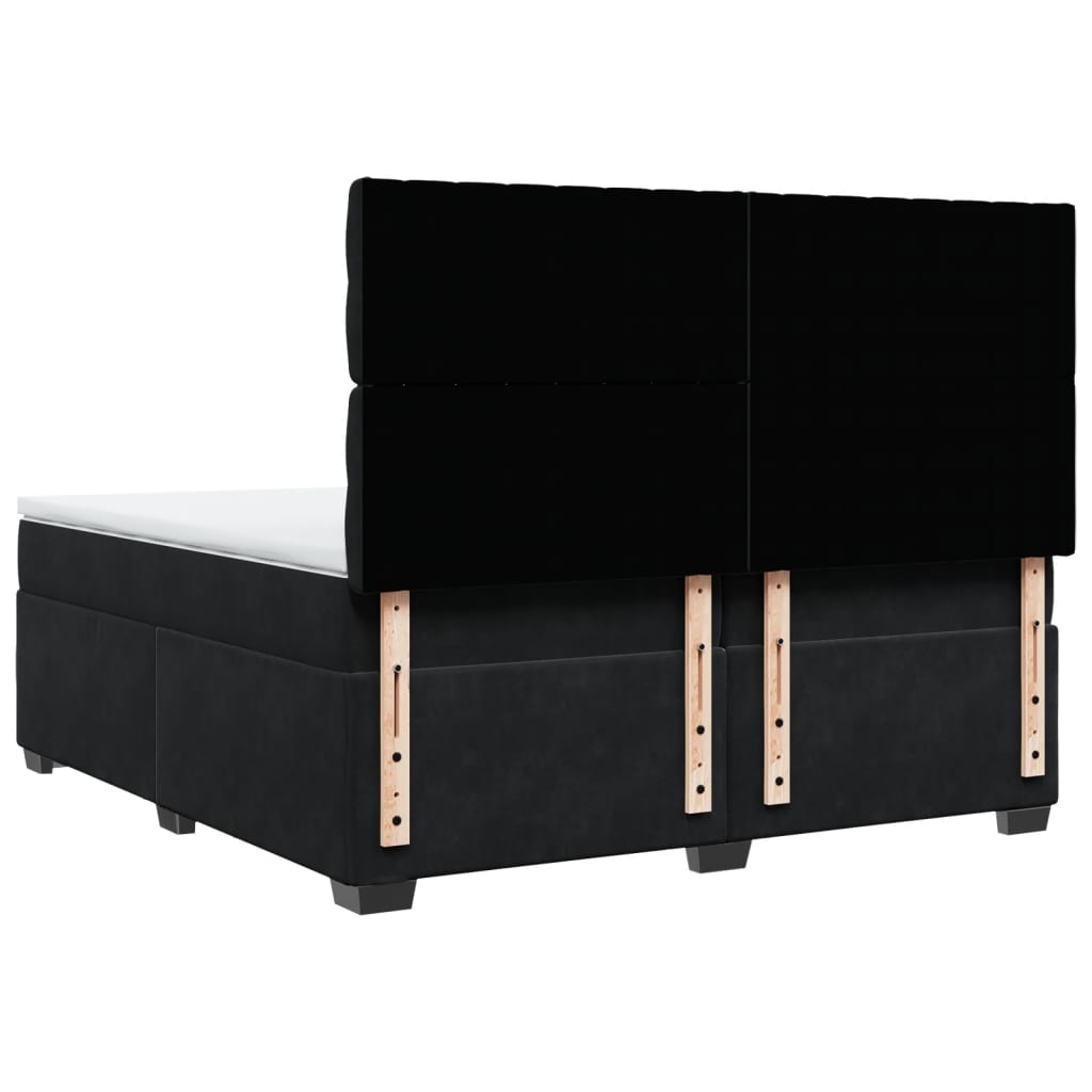 Box Spring Bed with Mattress Black 200x200 cm Velvet