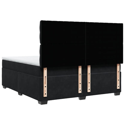 Box Spring Bed with Mattress Black 200x200 cm Velvet