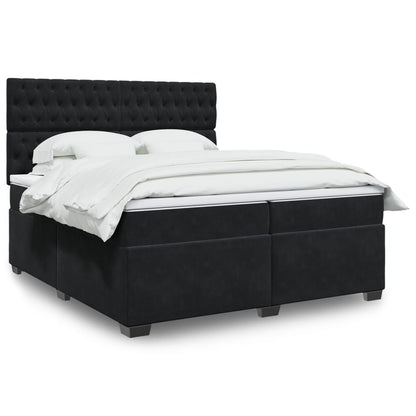 Box Spring Bed with Mattress Black 200x200 cm Velvet