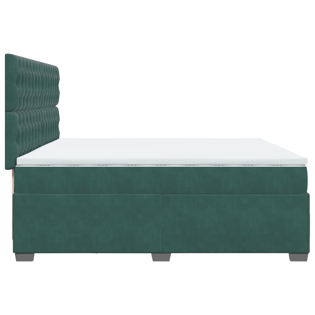 Box Spring Bed with Mattress Dark Green 200x200 cm Velvet