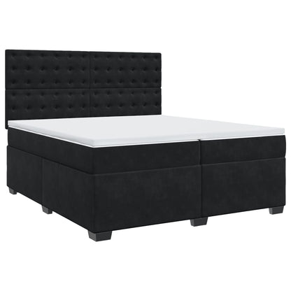 Box Spring Bed with Mattress Black 200x200 cm Velvet
