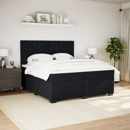 Box Spring Bed with Mattress Black 200x200 cm Velvet