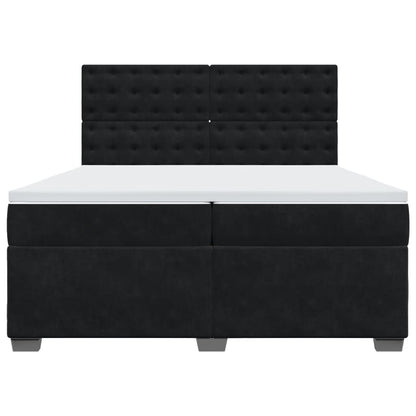 Box Spring Bed with Mattress Black 200x200 cm Velvet