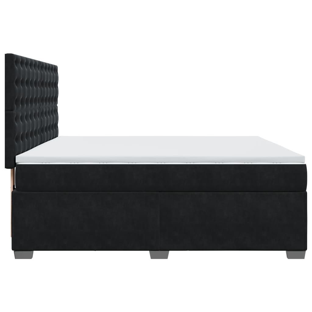 Box Spring Bed with Mattress Black 200x200 cm Velvet
