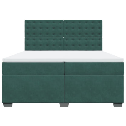 Box Spring Bed with Mattress Dark Green 200x200 cm Velvet