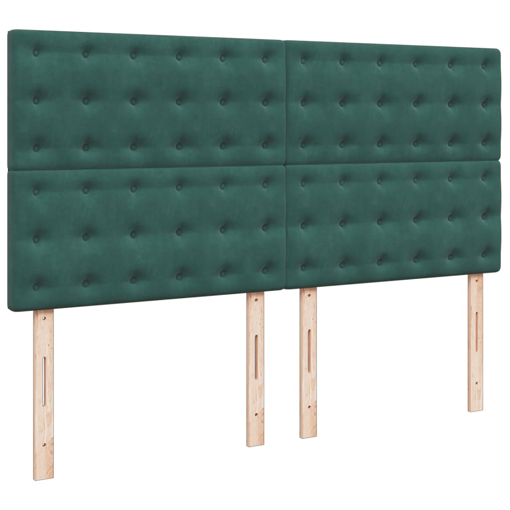 Box Spring Bed with Mattress Dark Green 200x200 cm Velvet