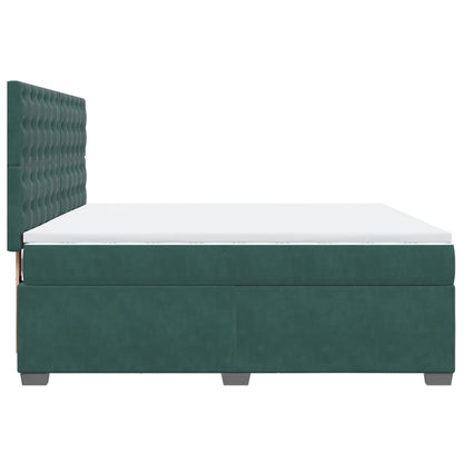 Box Spring Bed with Mattress Dark Green 200x200 cm Velvet
