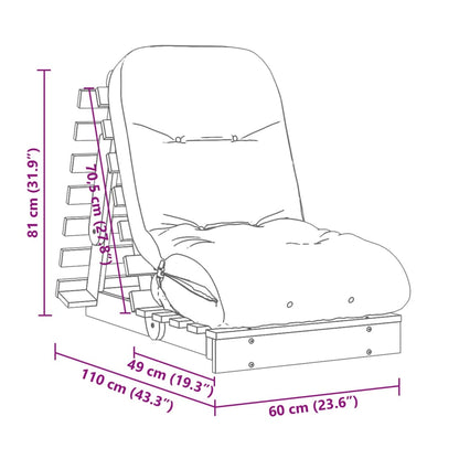 Futon Sofa Bed with Mattress 60x206x11 cm Impregnated Wood Pine