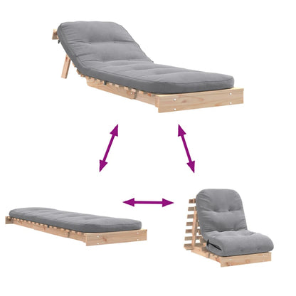 Futon Sofa Bed with Mattress 70x206x11 cm Solid Wood Pine