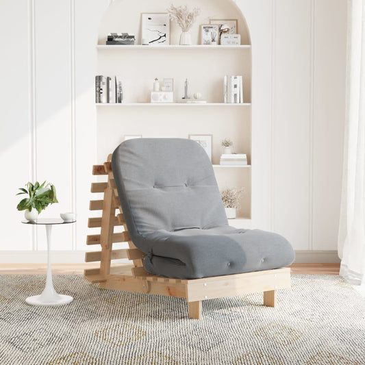 Futon Sofa Bed with Mattress 70x206x11 cm Solid Wood Pine
