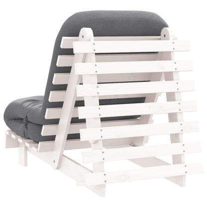 Futon Sofa Bed with Mattress White 70x206x11 cm Solid Wood Pine