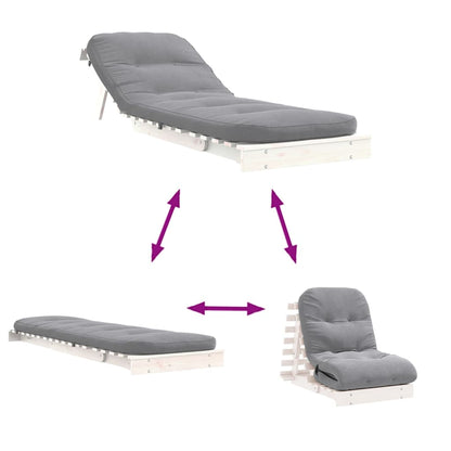 Futon Sofa Bed with Mattress White 70x206x11 cm Solid Wood Pine