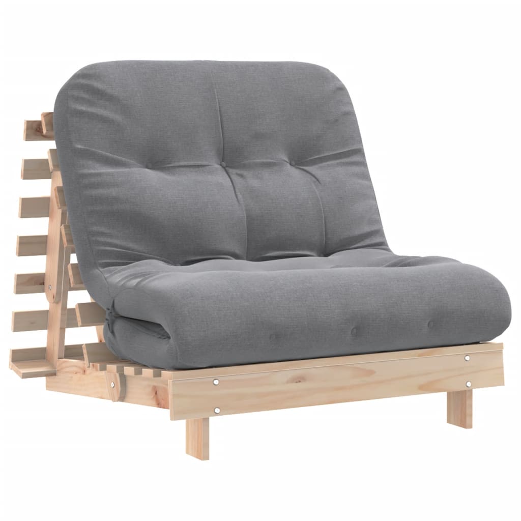 Futon Sofa Bed with Mattress 80x206x11 cm Solid Wood Pine