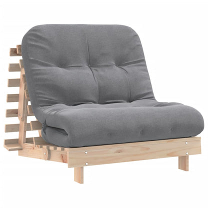 Futon Sofa Bed with Mattress 80x206x11 cm Solid Wood Pine