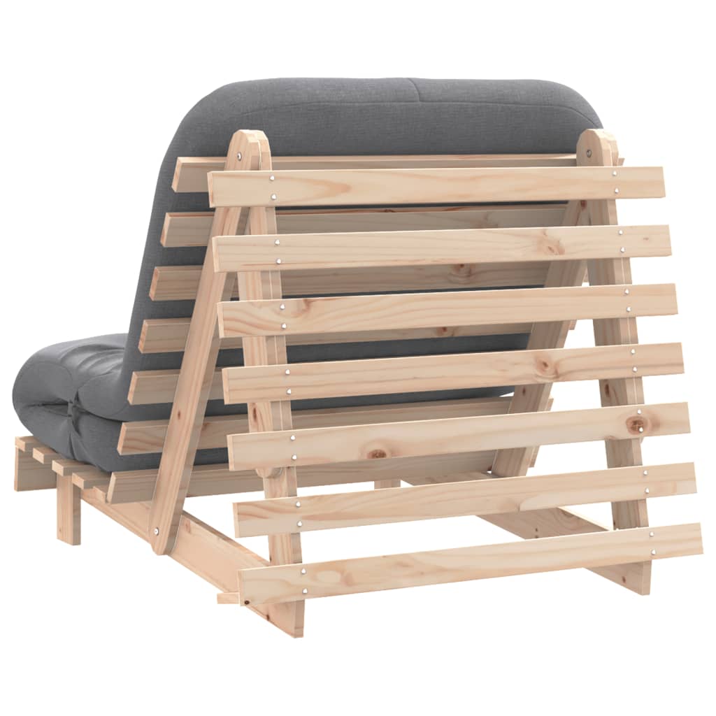 Futon Sofa Bed with Mattress 80x206x11 cm Solid Wood Pine