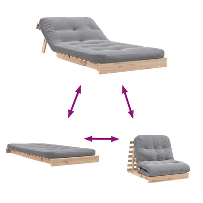 Futon Sofa Bed with Mattress 80x206x11 cm Solid Wood Pine
