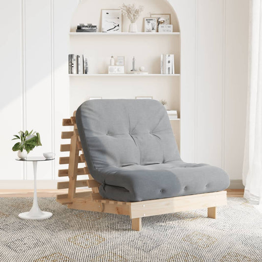 Futon Sofa Bed with Mattress 80x206x11 cm Solid Wood Pine