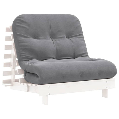 Futon Sofa Bed with Mattress White 80x206x11 cm Solid Wood Pine