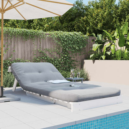Futon Sofa Bed with Mattress White 80x206x11 cm Solid Wood Pine
