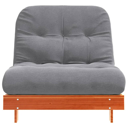 Futon Sofa Bed with Mattress Wax Brown 80x206x11 cm Solid Wood Pine