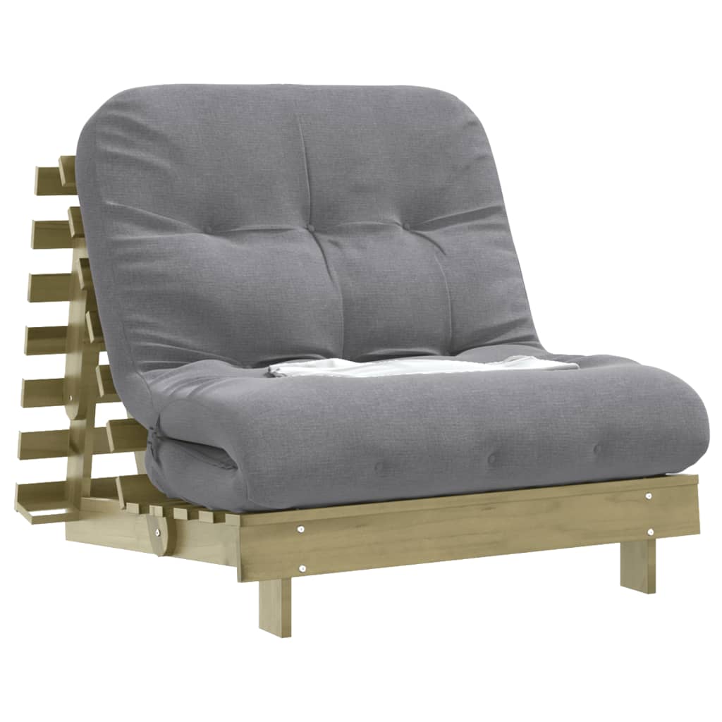 Futon Sofa Bed with Mattress 80x206x11 cm Impregnated Wood Pine