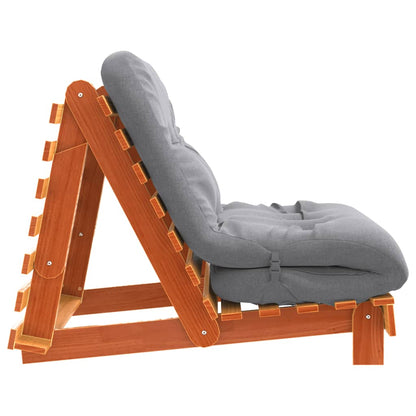 Futon Sofa Bed with Mattress Wax Brown 90x206x11 cm Solid Wood Pine