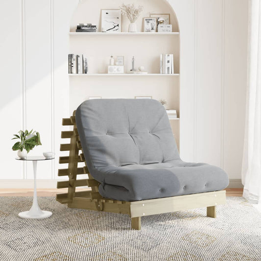 Futon Sofa Bed with Mattress 90x206x11 cm Impregnated Wood Pine