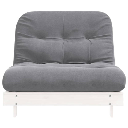 Futon Sofa Bed with Mattress White 100x206x11 cm Solid Wood Pine