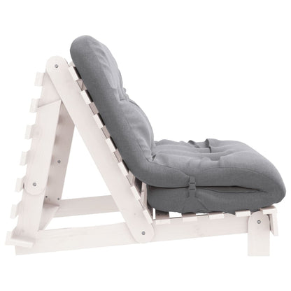 Futon Sofa Bed with Mattress White 100x206x11 cm Solid Wood Pine